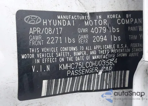 2017 Hyundai Ioniq Hybrid Sel z USA, uszkodzony, nr VIN KMHC75LC0HU035634